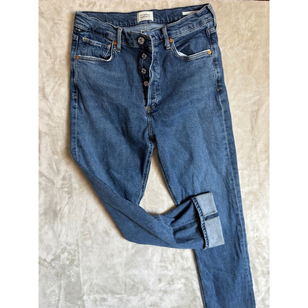 Citizens of Humanity Slim Straight Leg Blue Jeans Button Fly Medium Wash